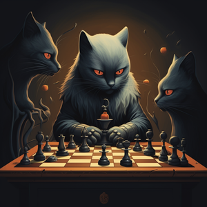Cat with chessboard